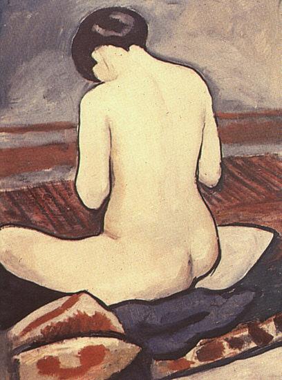 August Macke Sitting Nude with Cushions oil painting image